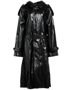 MM6 by Maison Margiela Overcoat & Trench Coat Linen, Polyurethane - Black