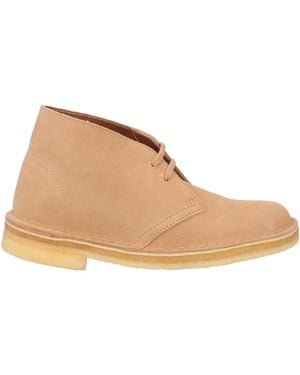 Clarks Sand Ankle Boots Leather - Natural