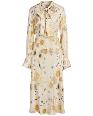 Semicouture Ivory Midi Dress Viscose - Metallic