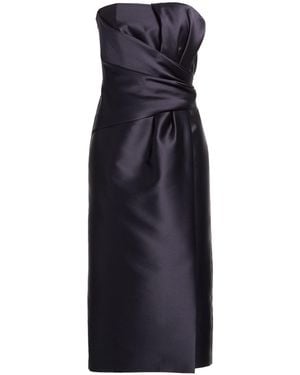 Alberta Ferretti Midnight Midi Dress Polyester, Silk - Blue