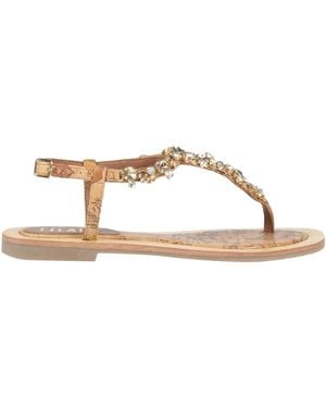Alviero Martini 1A Classe Tan Thong Sandal Polyurethane, Pes, Cotton - Brown