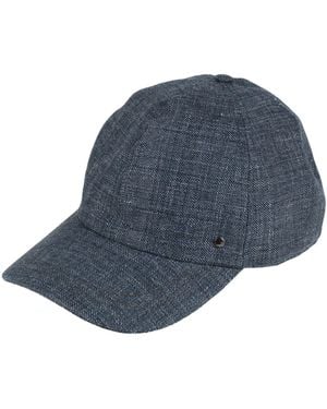 Canali Hat Linen, Wool, Leather - Blue