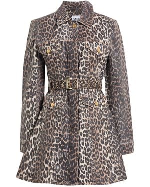 Ganni Mini Dress Organic Cotton, Elastane - Gray