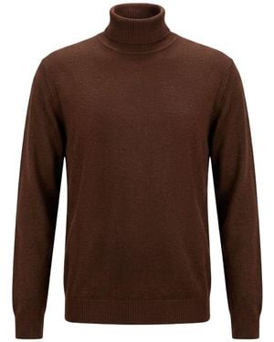 Officina 36 Chocolate Turtleneck Merino Wool - Brown
