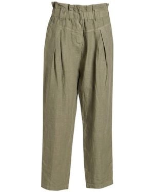 120% Lino Military Pants Linen - Green