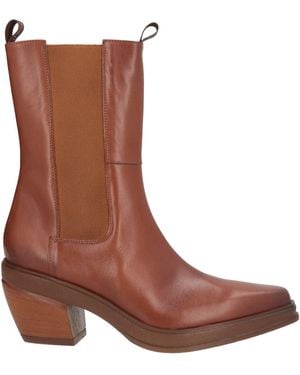 Elena Iachi Tan Ankle Boots Leather - Brown