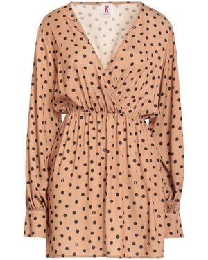 Kontatto Camel Mini Dress Polyester, Elastane - Natural
