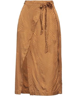 Manila Grace Marigold Midi Skirt Viscose, Cotton - Brown