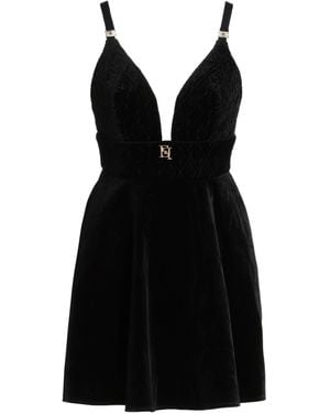 Elisabetta Franchi Mini Dress Cotton, Elastane - Black