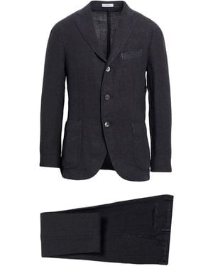 Boglioli Charcoal Suit Linen - Blue