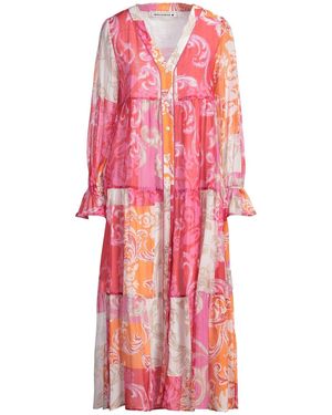 Shirtaporter Fuchsia Midi Dress Cotton, Silk - Red