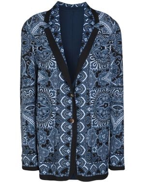Etro Slate Blazer Wool, Silk - Blue