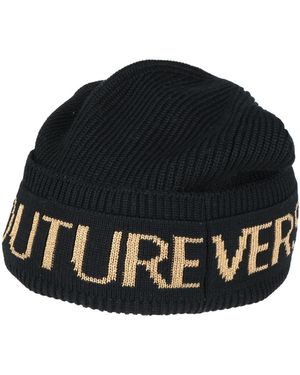 Versace Jeans Couture Hat Acrylic, Wool, Viscose, Polyamide, Metal Fiber - Black