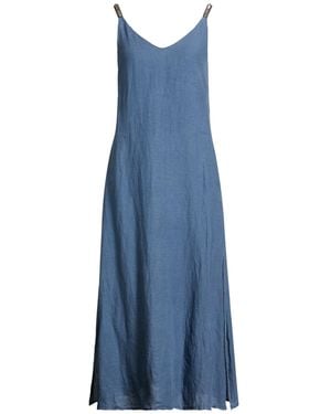 120% Lino Maxi Dresses - Blue