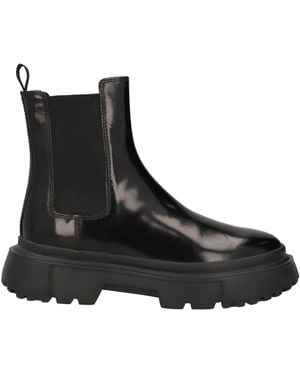Hogan Glossed-Leather Chelsea Ankle Boots - Black