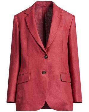Brunello Cucinelli Rust Blazer Hemp, Linen, Ecobrass - Red