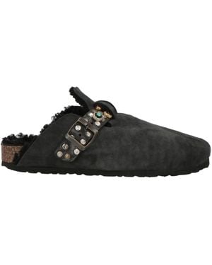 Post & Co Charcoal Mules & Clogs Shearling - Black