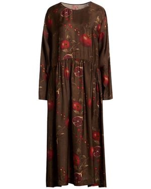 Semicouture Dark Midi Dress Viscose, Cupro - Brown