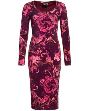 Versace Jeans Couture Garnet Midi Dress Viscose, Elastane - Red