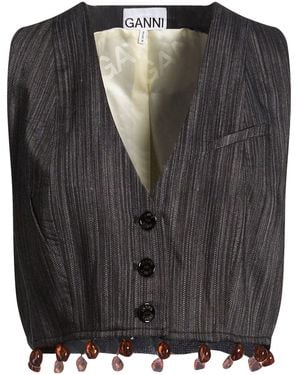Ganni Tailored Vest Rayon, Viscose, Polyester - Black