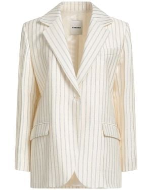 Sandro Pinstriped Woven Blazer - White