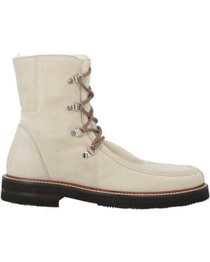 Eleventy Ivory Ankle Boots Leather - Natural