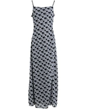 KARL LAGERFELD Monogram-Print Mesh Maxi Dress - White