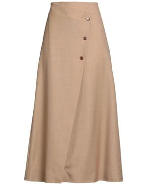 Erika Cavallini Semi Couture Midi Skirt Virgin Wool - Natural