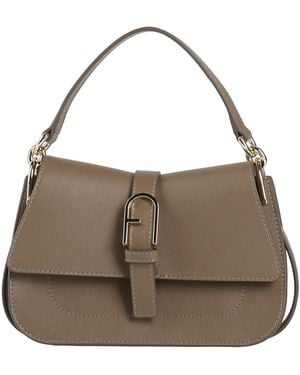 Furla Flow Mini Top Handle -- Khaki Handbag Calfskin - Brown