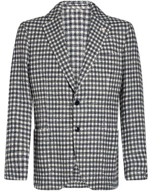Luigi Bianchi Midnight Blazer Cotton, Acrylic, Linen, Nylon - Blue