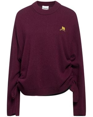 Ganni Plum Sweater Wool, Viscose, Circulose Viscose - Purple