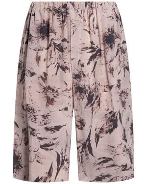 FEDERICO CINA Taupe Shorts & Bermuda Shorts Viscose, Silk - Gray