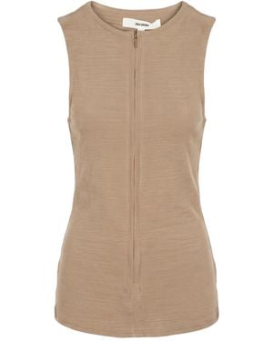 Joah Brown Khaki Top Rayon, Elastane - Brown