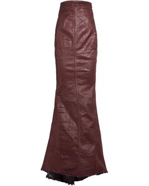 Rick Owens Burgundy Denim Skirt Cotton, Elastane, Synthetic Fibres - Red