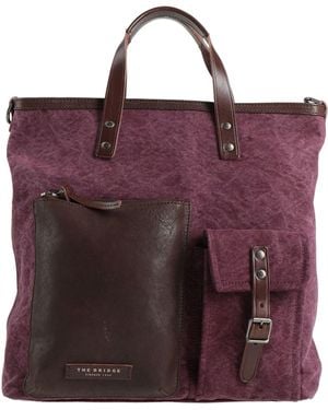 The Bridge Handbag Leather, Textile Fibers - Purple