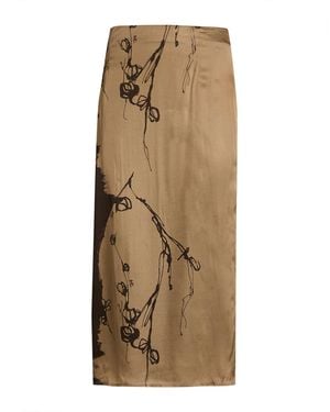 Manila Grace Taupe Midi Skirt Viscose - Natural