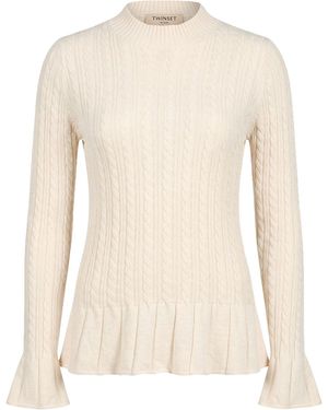 Twinset Turtleneck Polyamide, Wool, Viscose, Polyester, Cashmere - Natural