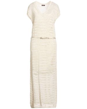 Peserico Ivory Maxi Dress Linen, Polyester, Metal Fiber, Polyamide - White