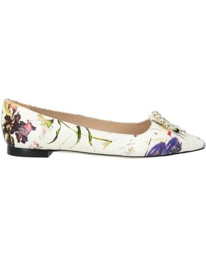 Stuart Weitzman Ivory Ballet Flats Calfskin - White