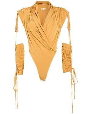 W Les Femmes By Babylon Mustard Bodysuit Viscose, Elastane - White