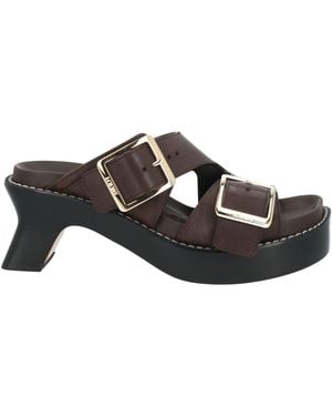 Loewe Leather Buckle Square-Toe Clogs - Black