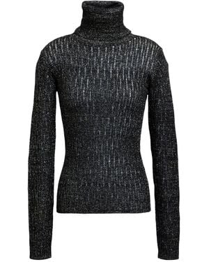Roberto Collina Turtleneck Merino Wool, Viscose, Metallic Polyester - Black
