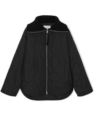 COS Oversized Knitted-collar Quilted Jacket - Black