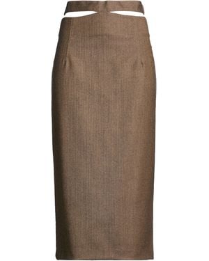 SOLOTRE Midi Skirt Polyester, Virgin Wool, Elastane - Brown