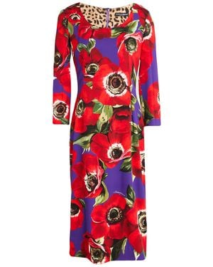 Dolce & Gabbana Midi Dress Silk, Elastane - Red