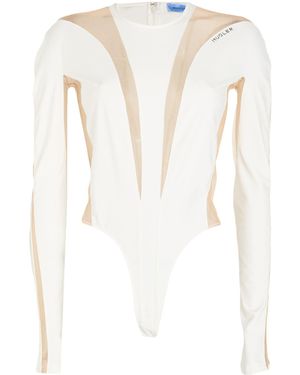 Mugler Bodysuit Polyamide, Elastane - White