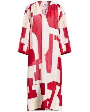 Alpha Studio Midi Dress Viscose, Linen - Red