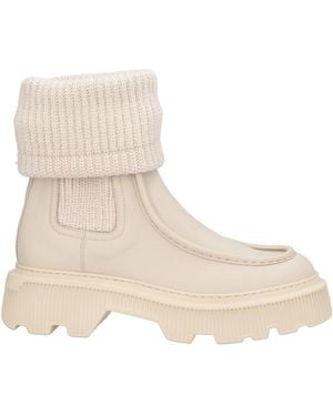 Santoni Ankle Boots Leather, Textile Fibers - Natural