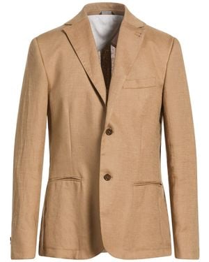 Daniele Alessandrini Camel Blazer Linen, Polyester, Viscose - Natural