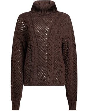 Soallure Turtleneck Acrylic, Polyester, Wool - Brown